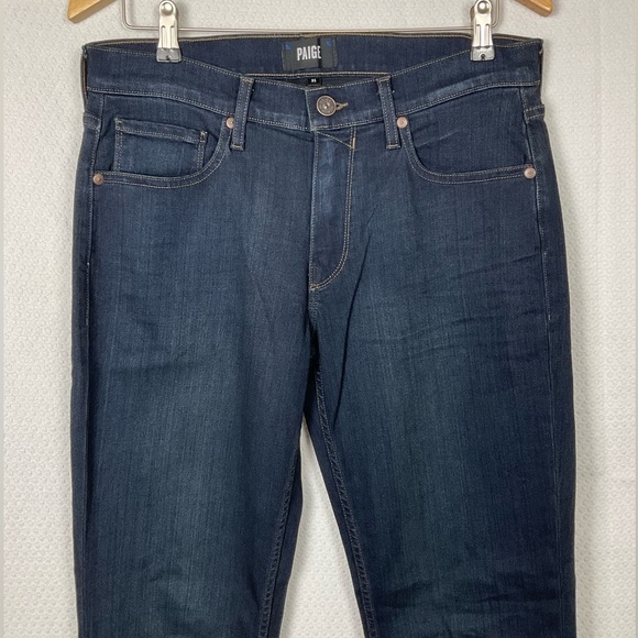 PAIGE Normandie “Cellar” XLong Dark Blue Luxury Jeans Mens 31 x 37 NWOT Straight - Picture 2 of 8